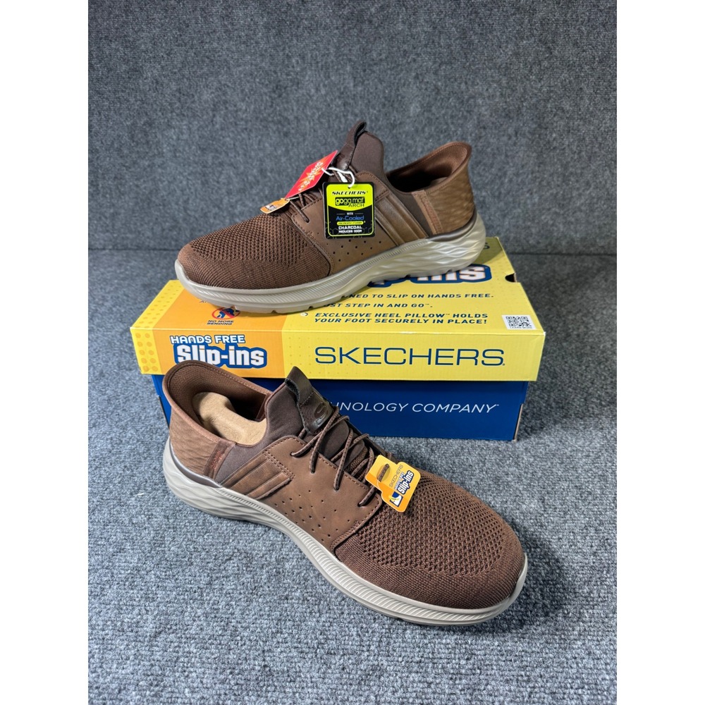 NEW Skechers Hands Free Slip-ins Garner Newick Mens 13 Extra Wide Brown 210803WW